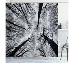 Dark Winter Forest Tree Shower Curtain