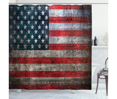 US Flag Plate Shower Curtain