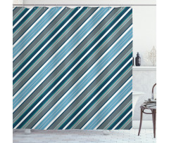 Grey and Blue Diagonal Shower Curtain