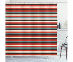 Vintage 60's Red Black Shower Curtain