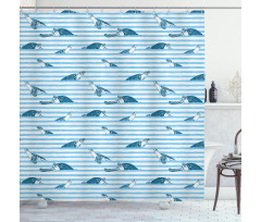 Turtle Blue Aquatic Shower Curtain