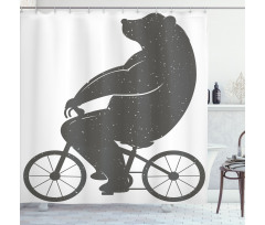 Bike Humor Hipster Bear Shower Curtain