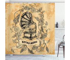 Gramophone Rose Petals Shower Curtain