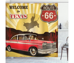 Texas Car Cowboy Words Shower Curtain