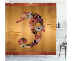 Seahorse Ornate Floral Shower Curtain