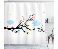 Winged Birds on Tree Shower Curtain
