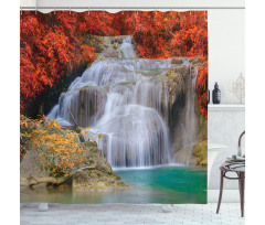 Autumn Leaves on Lake Shower Curtain