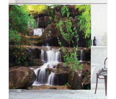 Rock Stair in Waterfall Shower Curtain