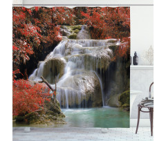Fall Trees with Rock Shower Curtain