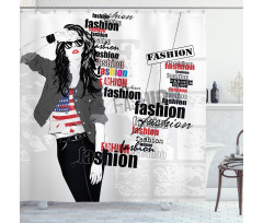 Modern Teen Girl USFlag Shower Curtain