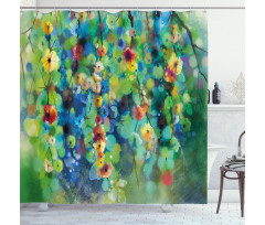 Colorful Flower on Tree Shower Curtain
