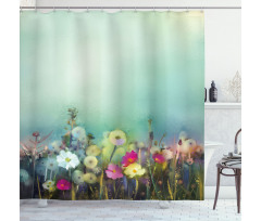 Dandelion Daisy Poppy Shower Curtain