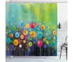 Colorful Dandelions Shower Curtain