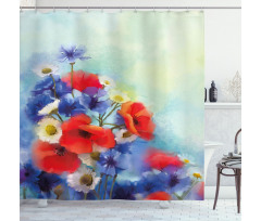 Poppy Chamomile Bouquet Shower Curtain