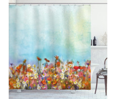 Flower Field Watercolor Shower Curtain