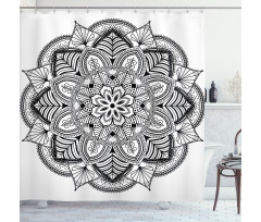 Mandala Black White Art Shower Curtain