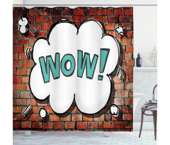 Words Cracked Brick Wall Shower Curtain