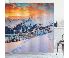Winter Season Mountain Shower Curtain