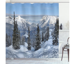 Woodland Snowy Mountain Shower Curtain