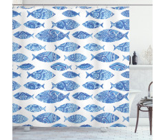 Watercolor Blue Patterns Shower Curtain