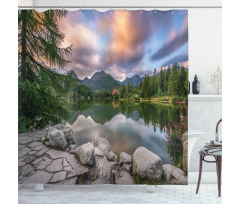 Lake by Forest Mountain Shower Curtain