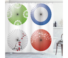 Flowers over Umbrellas Shower Curtain