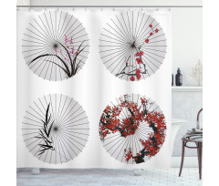 Floral Art on Umbrella Shower Curtain