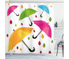Colorful Umbrellas Leaf Shower Curtain