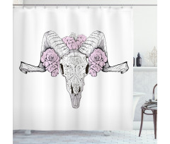 Roses with Bones Bohemian Shower Curtain