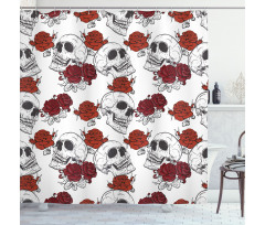 Roses Gothic Skull Shower Curtain