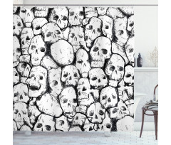 Grungy Skulls Halloween Shower Curtain
