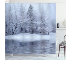 Winter Blizzard Forest Shower Curtain
