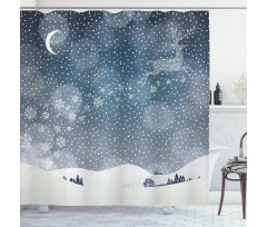 Snowy Landscape at Night Shower Curtain