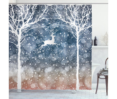 Flying Deer Ombre Snow Shower Curtain