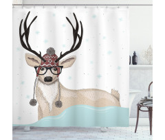 Hipster Deer with Glasses Shower Curtain