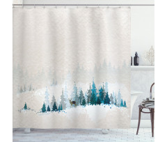 Watercolor Art Pine Trees Shower Curtain