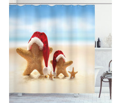 Santa Starfishes Shower Curtain