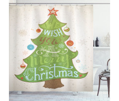 Merry Wish on Pine Tree Shower Curtain