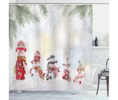 Little Snowmen in Snow Shower Curtain