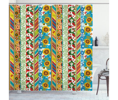 Patchwork Style Spring Shower Curtain