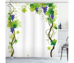 Leaf Fresh Fruit Pattern Shower Curtain