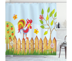 Tree Butterfly and Flower Shower Curtain