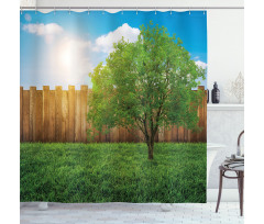 Life Tree Yard Field Shower Curtain
