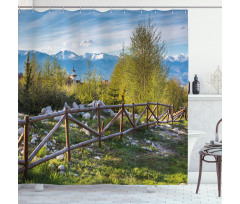 Snowy Alps Mountain Shower Curtain