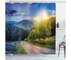 Moon and Sun View Shower Curtain