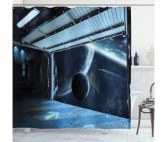 Moon Planet Scene Shower Curtain