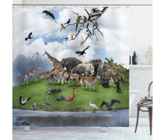 Tropic Animal Collage Shower Curtain