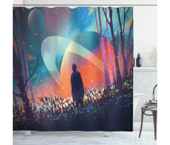 Galaxy Planets Cosmos Shower Curtain