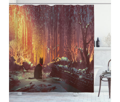 Dark Cat Mystic Picture Shower Curtain