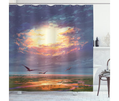 Beaming Sun Clouds Shower Curtain